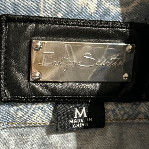 Indigo Saints Denim Light Wash Distressed Shorts and Jacket Set Raw Hem - Picture 8 of 10